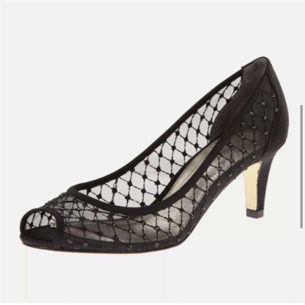 Adrianna Papell Women's Juliette Black Aria Mesh Peeptoe Dress Pump New in Box - Picture 4 of 6